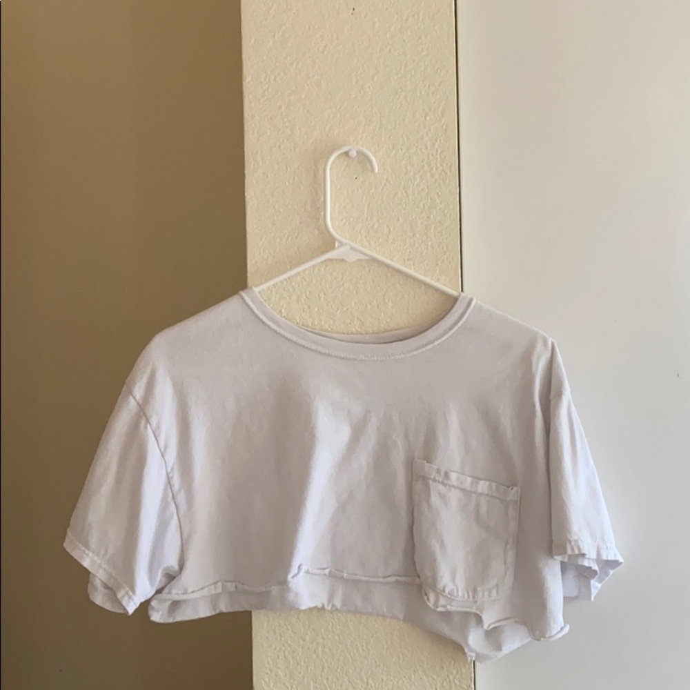 white cut crop top